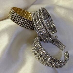 Vintage Gold and Silver Clamp Bracelet Bundle x3